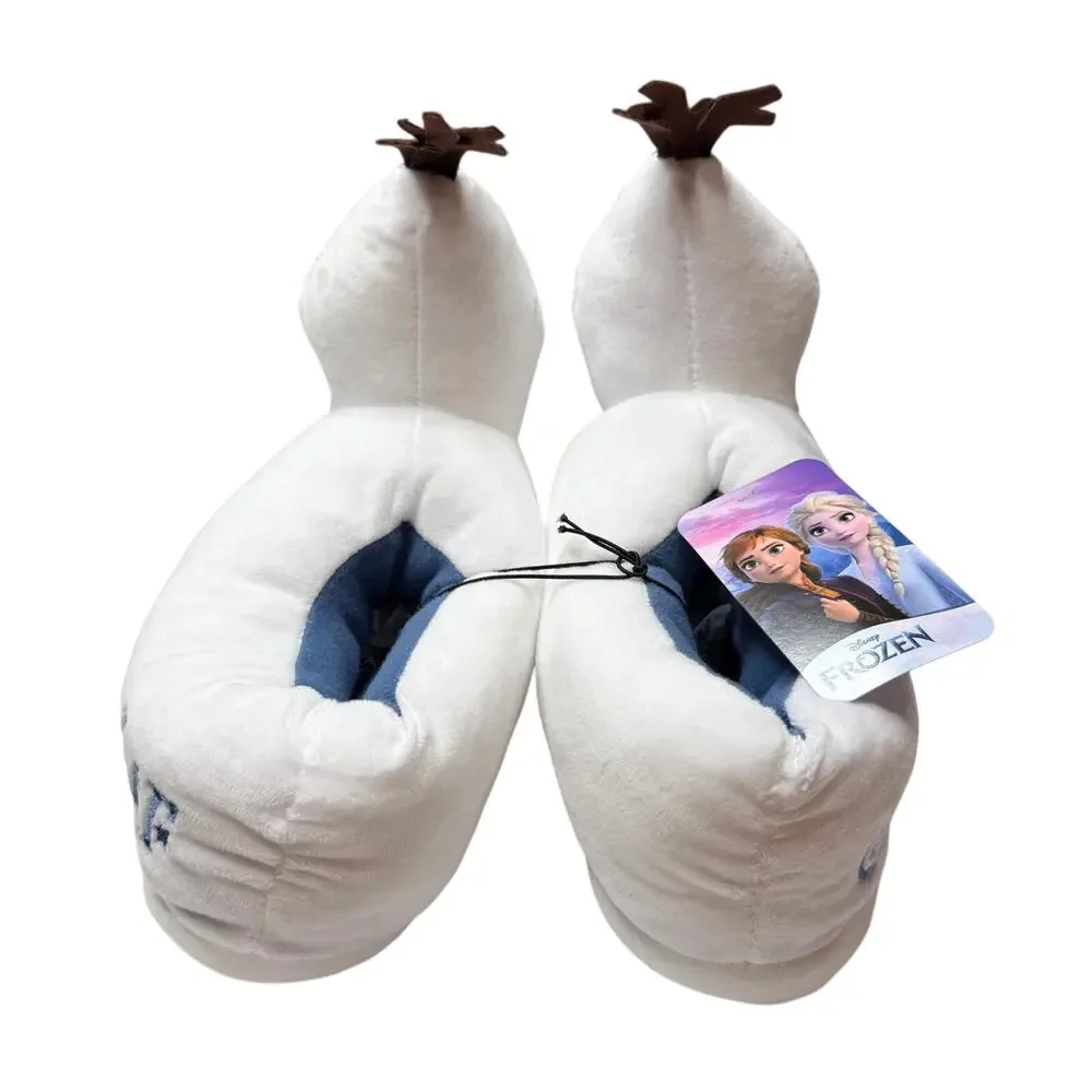 Ground Up Disney Frozen Olaf Snowman 3D Slip-On Plush Slippers Size 4 White New
